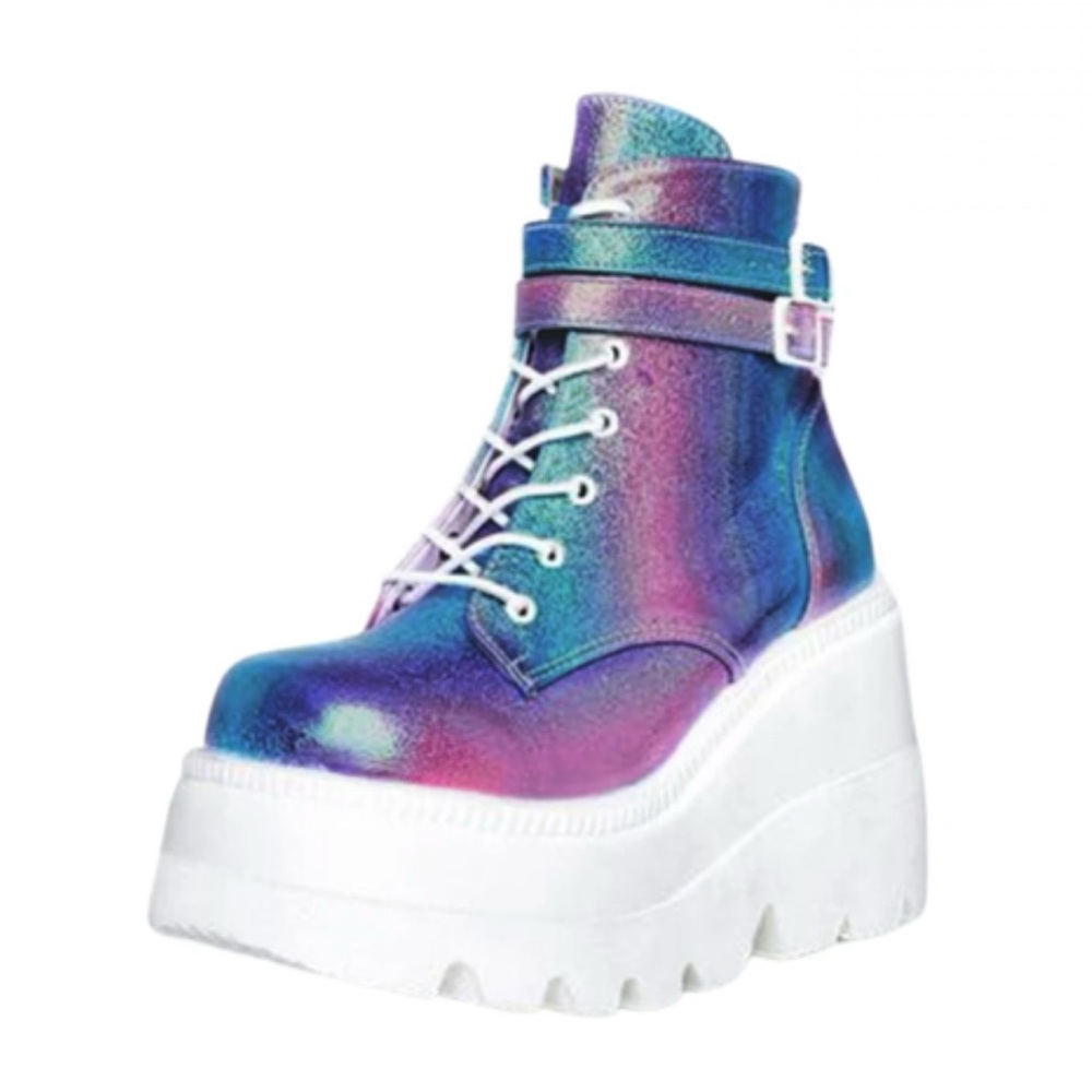 Y2K Chunky Ombré Rainbow Rave Glitter Boots